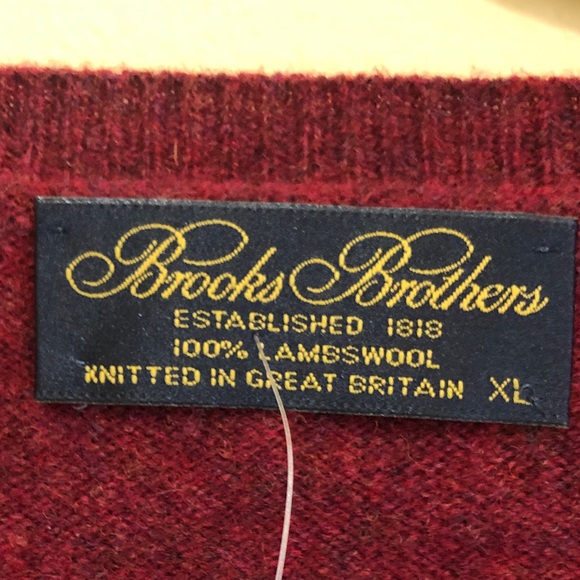 Brooks Brother V-neck red Lambswool men’s sweater size XL - Picture 5 of 5